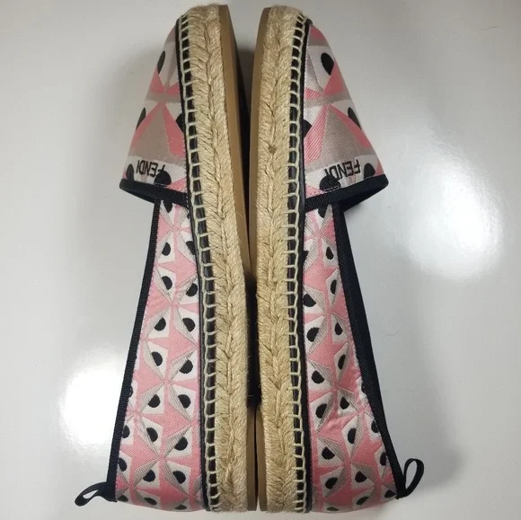 FENDI JUNIA PRINTED JACQUARD ESPADRILLES SHOES - Picture 7 of 9